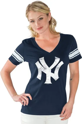 Vista 4 de G-III Sports MLB Ballpark - Camiseta con cuello en V para mujer Boston Red Sox - Azul marino (logotipo alternativo)
