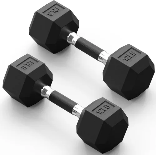 Vista 8 de Hex Dumbbell Set 2.5-100lb, Rubber Grip Dumbbells, Home Gym Complete & Durable Cast Iron Core Odorless Antiroll Hex Shape Ergonomic Versatile Home