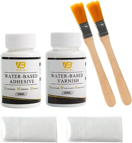 Vista 9 de Kit de adhesivo dorado, hojas de oro, pintura de lámina dorada para arte artesanal, resina epoxi, vidrio, uso en madera