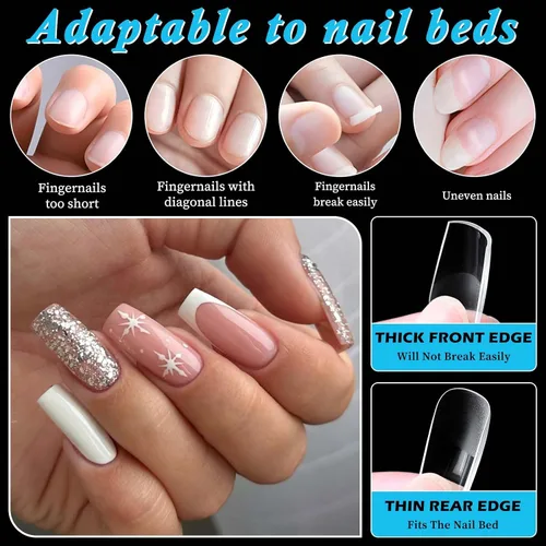 Vista 5 de 420 puntas de uñas cuadradas medianas transparentes uñas de gel