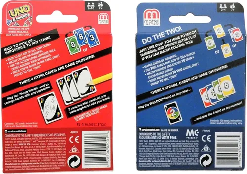 Vista 4 de Mattel Juego de cartas Uno incluido con juego de cartas Dos, multicolor