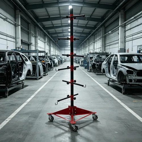 Vista 9 de AutoBody - Soporte de pintura para panel de pintura para colgar en el con 4 ruedas bloqueables y 6 palancas de gancho ajustables, soporte de árbol