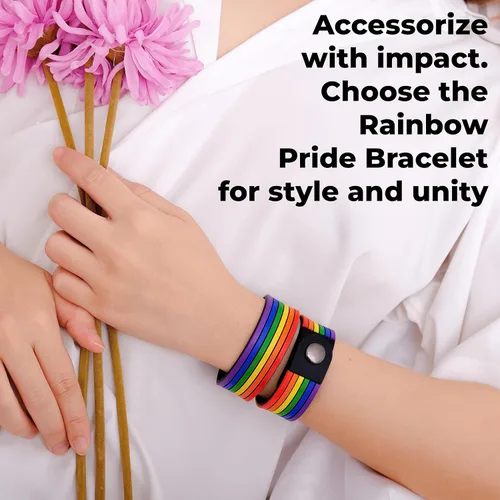 Vista 8 de Pulsera de orgullo arco iris para hombres y mujeres Bi Pride Bisexual Pulsera Lgbt regalos