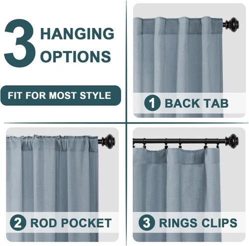 Vista 3 de FantasDecor Cortinas traslúcidas de lino de 108 pulgadas de largo, juego de 2 paneles de cortinas filtrantes de luz, cortinas de arpillera