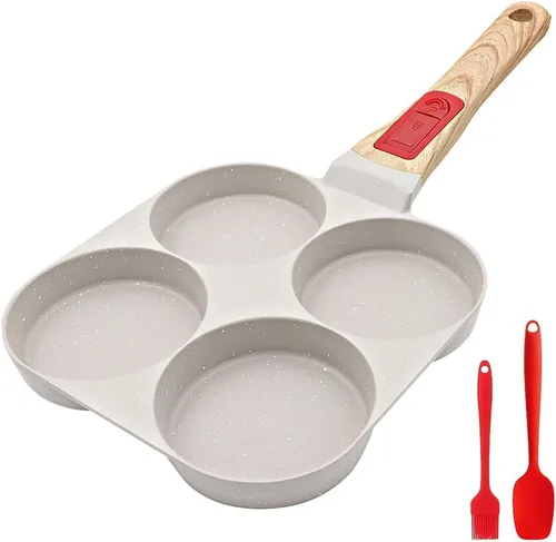 Vista 10 de RANX INGST Sartén para huevos de inducción, sartén antiadherente para panqueques de 4 tazas con mango desmontable, sartén para hamburguesas, sartén