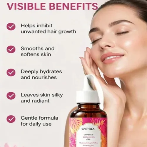 Vista 4 de Cypria Cyperus Rotundus Hair Growth Inhibitor Oil, Herbal Body Oils, Skin Smoothing & Moisturizing Oil, Lightweight Plant Based Oil for Arms, Legs