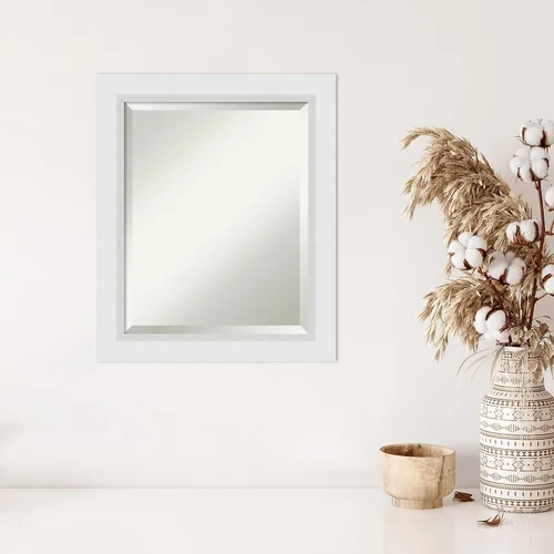 Vista 5 de Amanti Art Espejo de pared blanco de 24 x 20 pulgadas, espejo de baño rectangular blanco blanco para decoración de pared de sala de estar, marco
