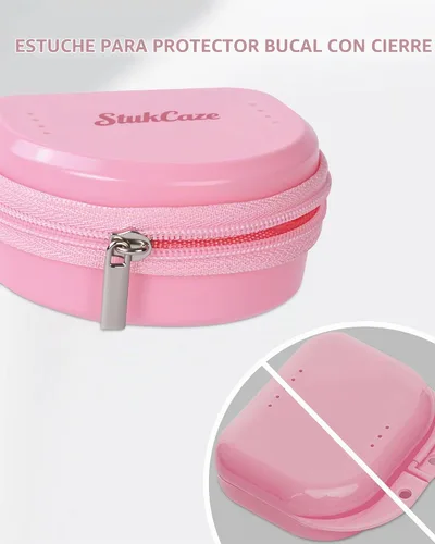 Vista 4 de Funda protectora bucal con cremallera, funda de transporte portátil para fútbol juvenil, protector bucal transpirable con clip de escalada