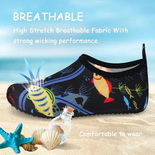 Vista 2 de ANLUKE Zapatos de agua para niños y niñas, calcetines acuáticos descalzos, de secado rápido, para playa, natación, deportes al aire libre, zapatos
