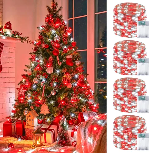 Vista 10 de Serie de luces LED RGB parpadeantes que cambian de color, funciona con pilas, para decoración de interiores y exteriores, con temporizador y control