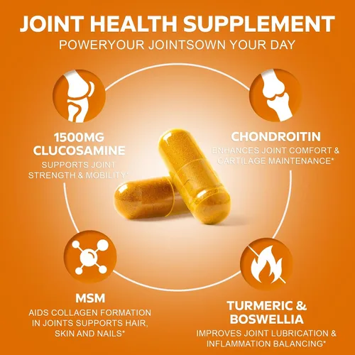 Vista 3 de Conjunto de suplementos de glucosamina condroitina MSM y complejo de magnesio, 2 botellas individuales Complejo de glucosamina y complejo