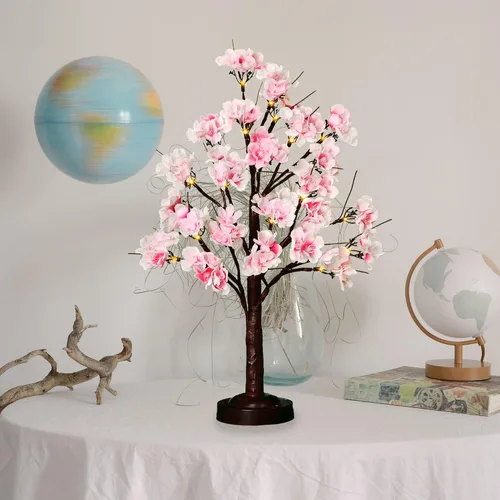 Vista 3 de FUCHSUN - Lámpara de árbol artificial iluminada de cerezo de 18 pulgadas