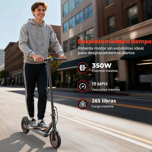 Vista 3 de Qlaway 350W Electric Scooter for Adults, Speed Up to 19Mph, Max 15-22 Miles Range, Commuting Scooters with APP Control and Dual Brakes System