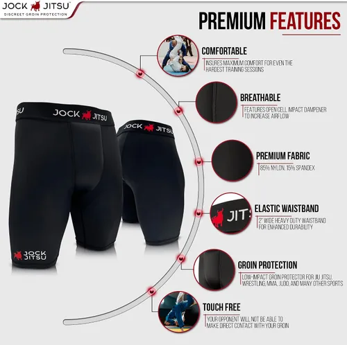 Vista 2 de JOCK JITSU Pantalones cortos de compresión acolchados con protector de ingle
