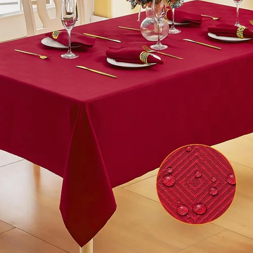Vista 13 de Mantel rectangular de lino texturizado impermeable y sin arrugas, mantel de granja resistente a las manchas, mantel decorativo de tela para mesa
