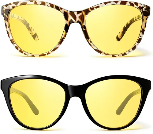 Vista 8 de JATEBI Paquete de 2 lentes polarizados de visión nocturna para mujeres y hombres, lentes de conducción antirreflejos para niebla nocturna y lluviosa