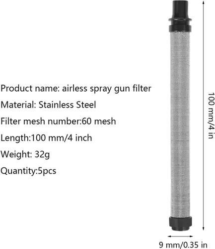 Vista 3 de Filtro de pistola de pulverización sin aire 60 malla tipo 0089958 0154842 pulverizador de pintura sin aire, accesorios de pulverización compatibles