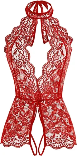 Vista 2 de Pijama de muñeca de bebé transparente sexy para mujer, lencería con encaje hueco, ropa interior transparente