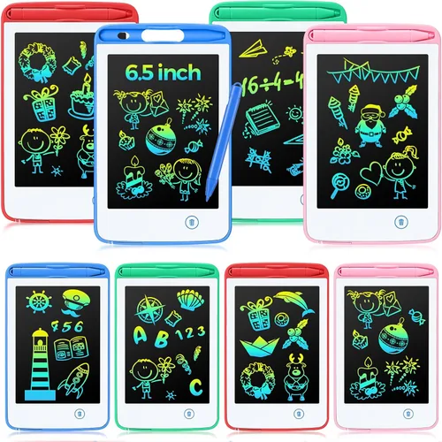 Vista 8 de Zhehao 8 tabletas de escritura LCD de 6.5 pulgadas, tablero de dibujo colorido educativo para niños de 3 a 6 años, regalos de oficina