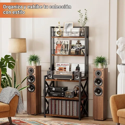 Vista 4 de Soporte para tocadiscos con toma de corriente, estante