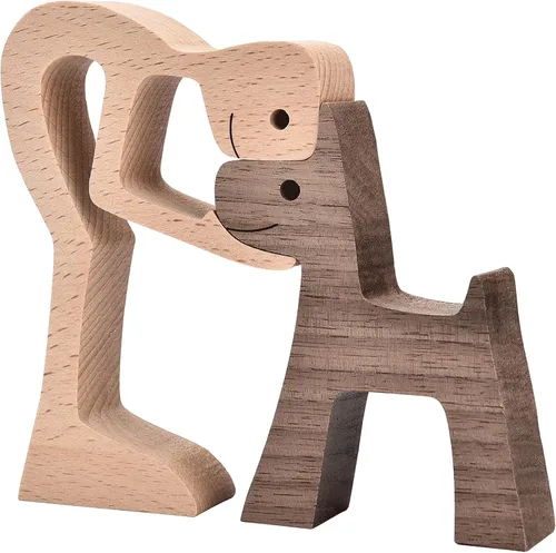 Vista 11 de Estatuas personalizadas de madera con nombre grabado, esculturas de humanos y perros