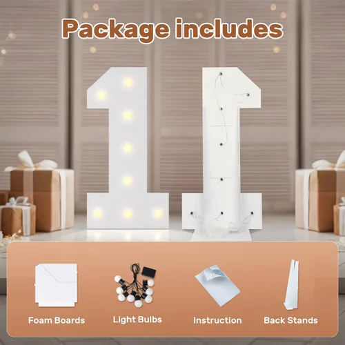Vista 2 de Letras de marquesina de 3 pies de alto, letras y para decoraciones de fiesta de cumpleaños Light up Letters without Sidewalls, Lightweight Foam