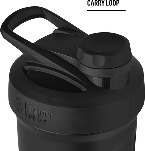 Vista 5 de BlenderBottle Strada Twist Vaso mezclador, botella de agua aislada, de acero inoxidable, con batidor de alambre, 24 onzas, rojo