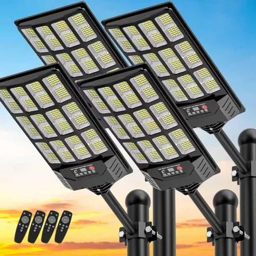 Vista 10 de Luces de calle solares para exteriores impermeables, luz de inundación de ángulo amplio, luz de estacionamiento solar LED con sensor de movimiento