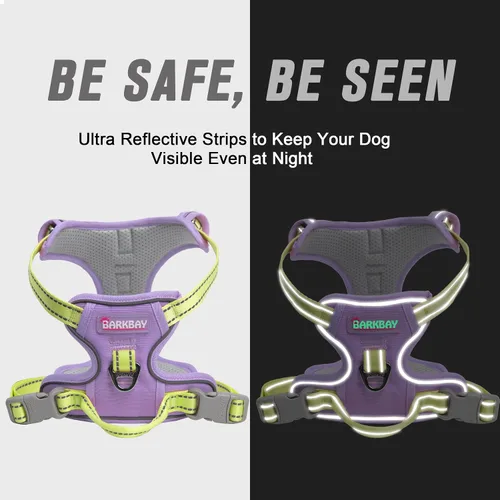 Vista 45 de BARKBAY - Arnés para perro sin tirones con clip frontal, material resistente y reflectante, asa de fácil control para pasear perros grandes