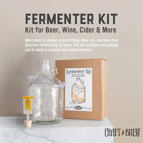 Vista 4 de Craft A Brew - Jarra de fermentación 1 paquete - Para elaboración casera - Incluye jarras fermentadoras de vidrio de 1 galón, esclusas y tapón