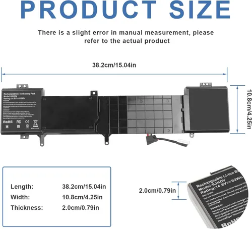 Vista 5 de Fancy Buying 8-Cell 92WH 6JHDV - Batería para portátil Dell Alienware 17 R3 P43F002 R2 P43F001 ALW17ED-1728 2728 3728 3828 4718 4738 AW17R3-3758SLV