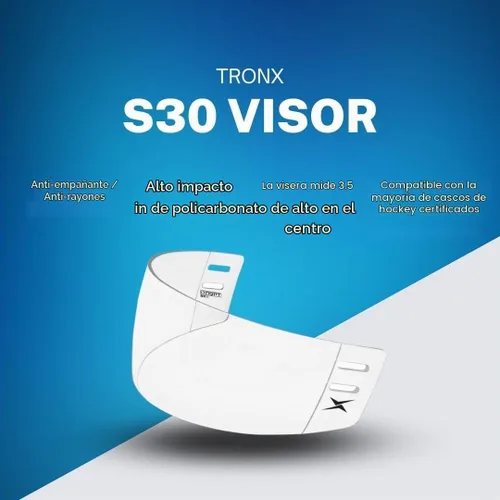 Vista 4 de Casco de Hockey TronX S30 de Corte Recto con Visera Transparente (Antiarañazos/Antiniebla) Certificado CE