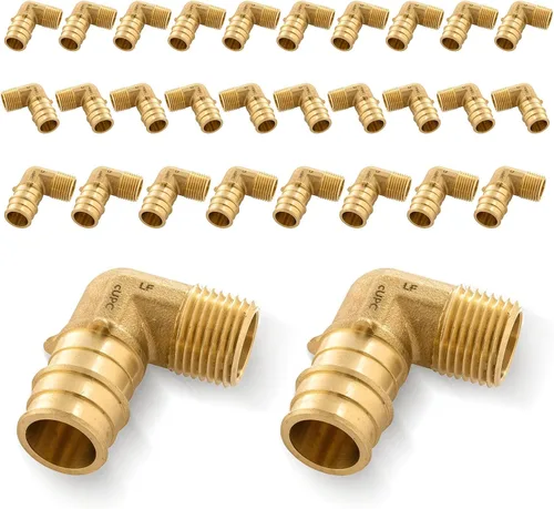 Vista 14 de Paquete de 5 codos NPT macho Seelink de 1/2" PEX-A de expansión x 1/2" Accesorios de expansión PEX-A de latón, para accesorios de tubería