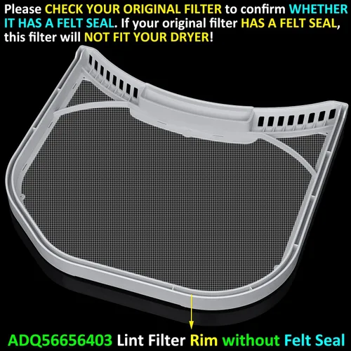 Vista 6 de ADQ56656403 - Filtro de pelusa de repuesto para secadoras LG y WashTowers, trampa de pantalla de pelusa para secadora ultra duradera, compatible