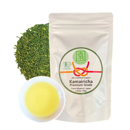 Vista 8 de SONO Genmaicha orgánico con matcha, mezcla de té verde sencha, arroz tostado y Uji Matcha Kyoto Origen Japón 3.52oz/100g
