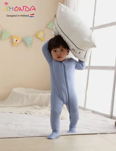 Vista 7 de Jimonda Pijama de bambú, pies unisex de una sola pieza, cierre de cremallera de 2 vías