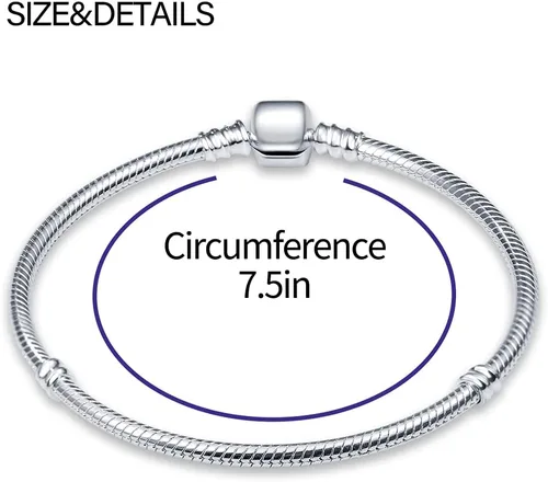 Vista 7 de Pulsera de plata esterlina para mujer, pulsera de plata 925 con dije de serpiente, Día de San Valentín, Día de la Madre, cumpleaños, Navidad, regalo
