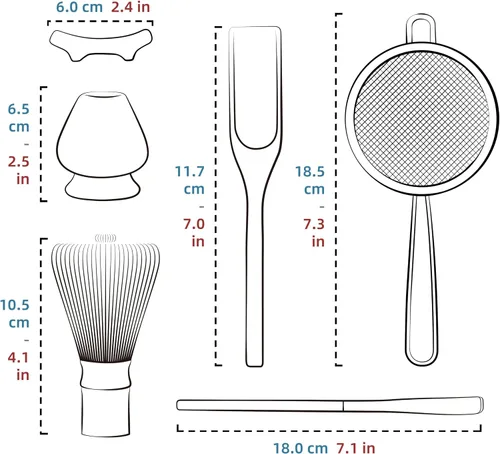 Vista 7 de TEANAGOO Set de Batidor de Matcha, Batidor de Bambú Matcha (100 puntas) con Soporte Negro, Set de Inicio Tradicional de 6 Piezas, Cuchara