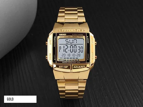 Vista 6 de Reloj digital para hombre, con alarma, cronómetro, reloj de negocios, cuadrado, impermeable, para hombre