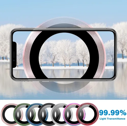 Vista 5 de Protector de Lente de Cámara para iPhone 13 Mini/iPhone 13, Vidrio Templado 9H Anti-Rayones Protector de Pantalla de Cámara de Metal a Prueba