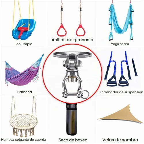 Vista 2 de SELEWARE Colgador Giratorio de Rodamiento Silencioso con Gancho de Acero Inoxidable para Montaje en Techo, Soporte de Cuna para Sedas Aéreas
