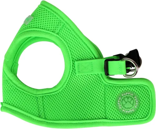 Vista 3 de Puppia Arnés de chaleco suave neón Step-in sin estrangulamiento, sin tirones, entrenamiento para perros pequeños y medianos, verde, XS