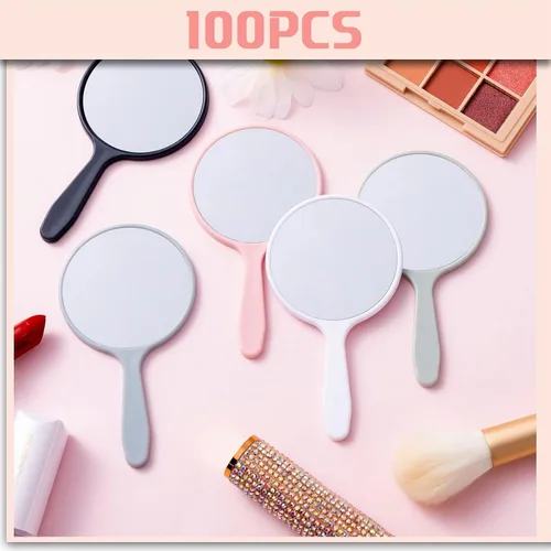 Vista 3 de Vinsot 100 espejos de mano pequeños a granel, espejos compactos de mano con mango de plástico para maquillaje de viaje, portátil, 3.94 x 2.16