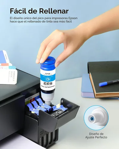 Vista 3 de CEEBOO 522 de alta capacidad (5 botellas) Botella de tinta recargable de repuesto para botellas de recarga de tinta compatibles con Epson 522