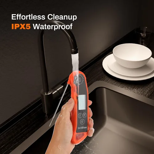 Vista 7 de Termómetro de carne de lectura instantánea, termómetro digital de carne con lectura rápida de 0.5 segundos, termómetro de cocina impermeable IPX5