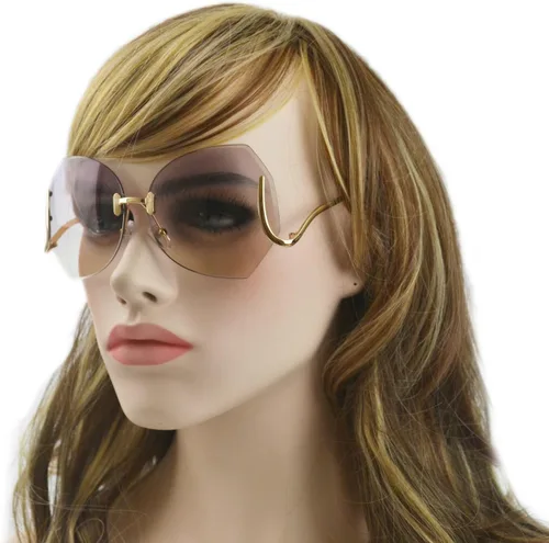 Vista 7 de Gafas de sol sin montura de diseño único claro y color con caja