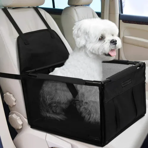 Vista 10 de Asiento de coche para perro, asiento elevador plegable para perro, impermeable, transpirable, bolsa de viaje Oxford para perros pequeños a medianos