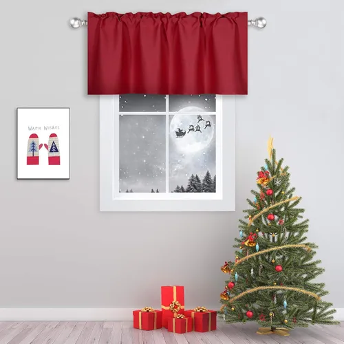Vista 58 de DECOVSUN Cenefas Aqua para ventanas de cocina, con bolsillo para barra, opacas, con aislamiento térmico, 1 panel de 42 x 18 pulgadas