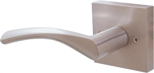 Vista 2 de Stone Harbor Hardware Turin - Palanca de puerta con roseta cuadrada, pestillo simulado (sin giro), zurdo, negro mate