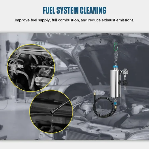 Vista 7 de Kit de herramientas de limpieza de inyector de combustible 1000ML 150PSI Limpiador de sistema de inyección de combustible sin desmontaje Máquina